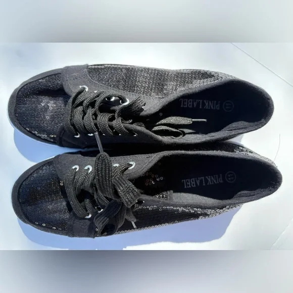 Women's Black Sequin Sneakers - Picture 2 of 3